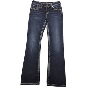 Silver‎ Jeans Co Natsuki Bootcut Jeans Women Dark Wash Size 27x33 Embellished